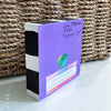 Back of Cheer Up art block, hand-painted purple with artist signature, year and title of artwork