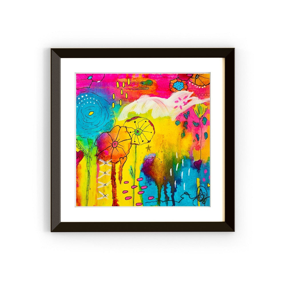 square print of abstract floral