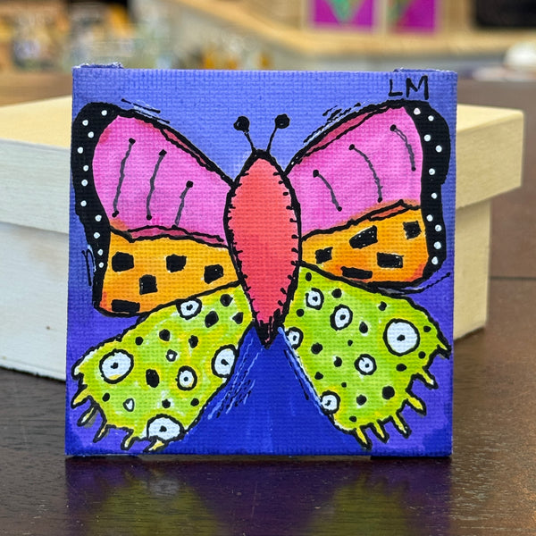 colorful butterfly with purple background