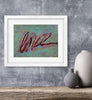abstract painting featuring the word love