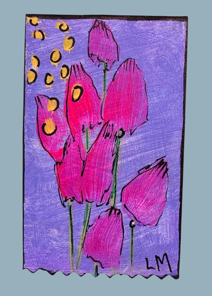 painted flowers on a bookmark