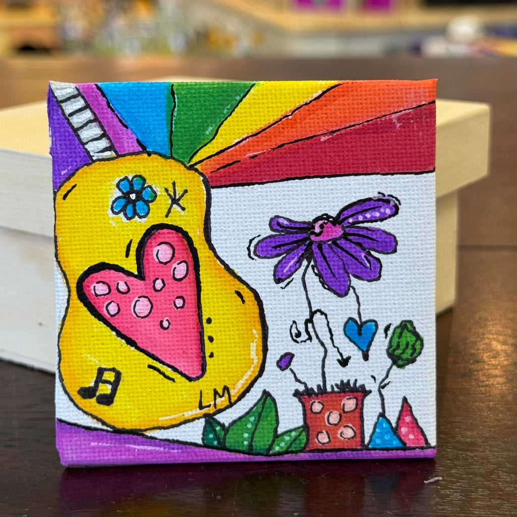 canvas magnet with colorful guitar and flowers