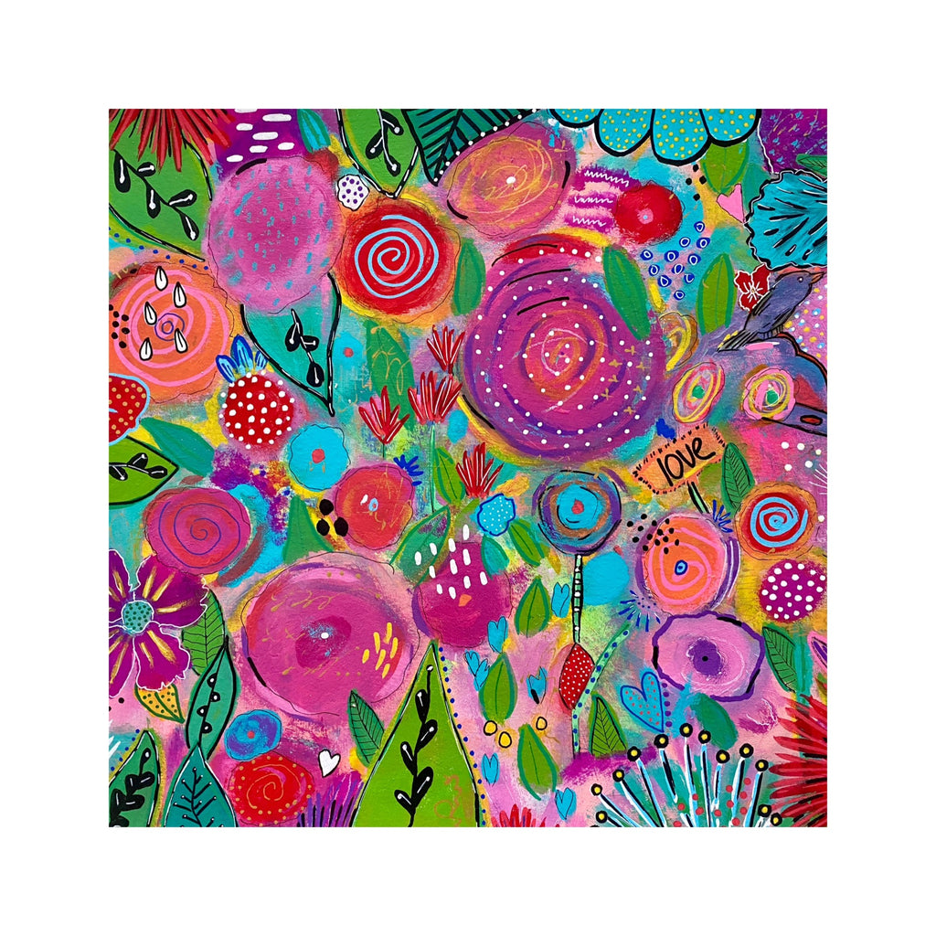 colorful floral painting on white background