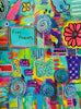Colorful abstract artwork with various shapes and patterns