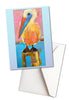 pelican artwork on the cover of a blank card on a white envelope