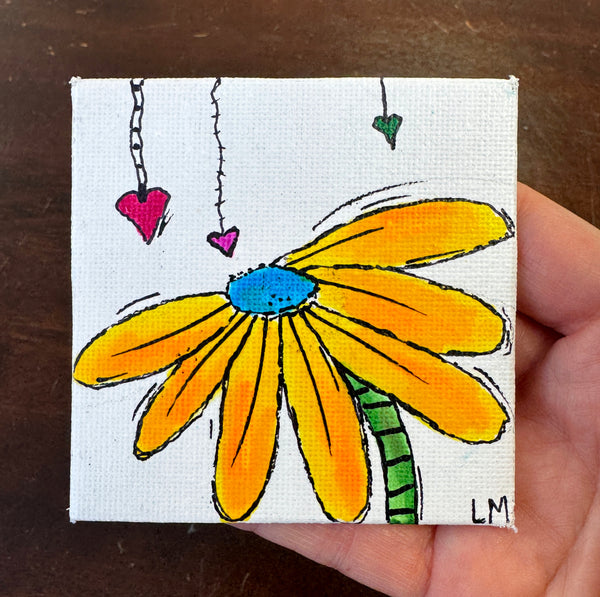 magnet with flower and hearts on canvas