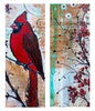 cardinal bird and flowers on a double sided laminated bookmark