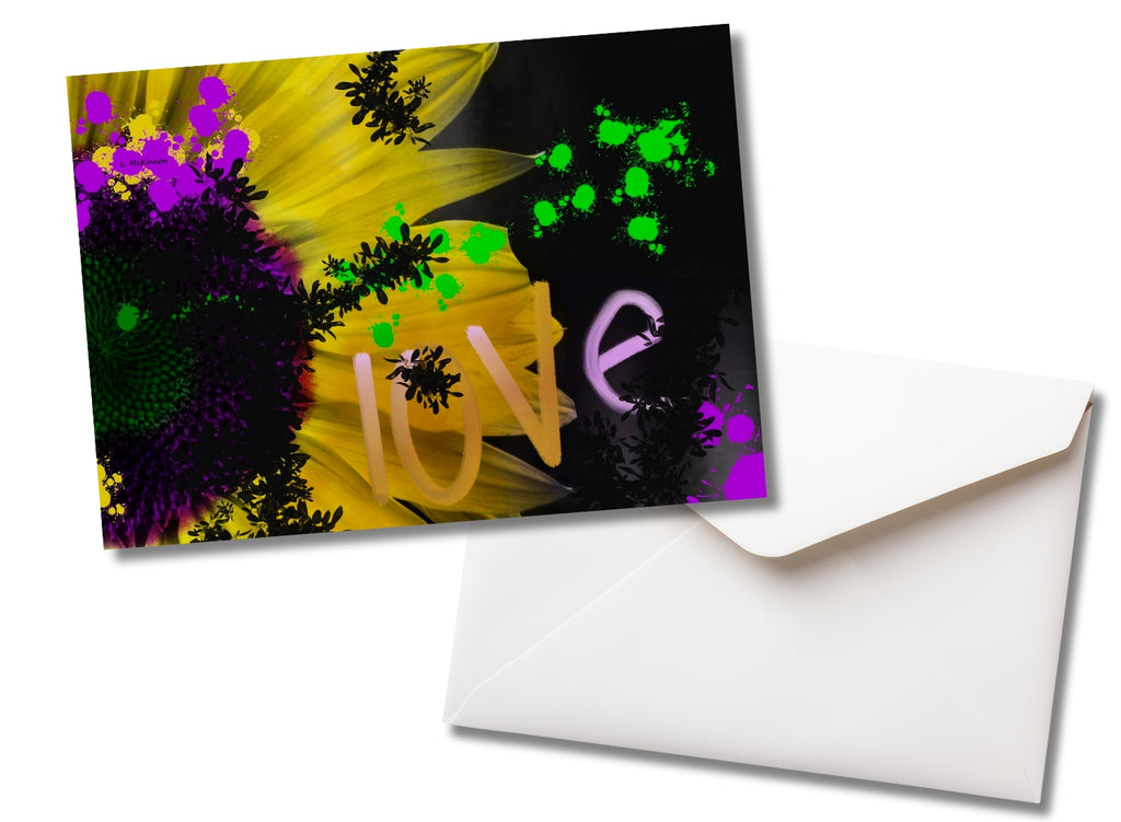 black background and yellow sunflower card