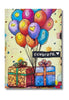 5x7 blank greeting card with balloons and presents