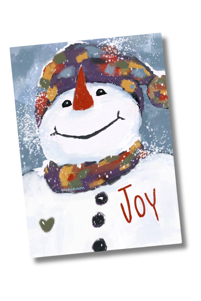 Joyful snowman greeting card measuring 5x7 inches