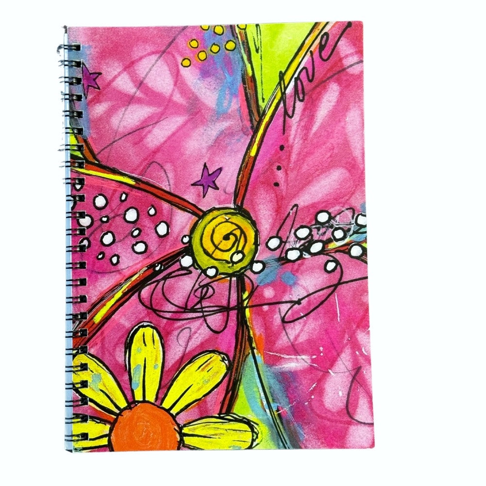 Colorful notebook with abstract design on a white background