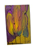 small painting in yellow, purple and black