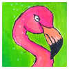 pink flamingo on a green background