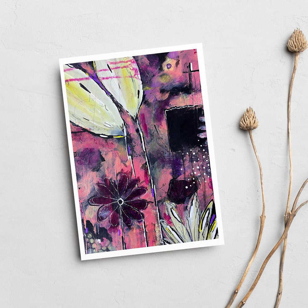 abstract floral art print on paper