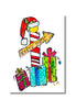 Artwork with the North pole and gifts on cover of blank Christmas card