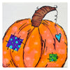 Colorful pumpkin illustration with abstract patterns on a white background