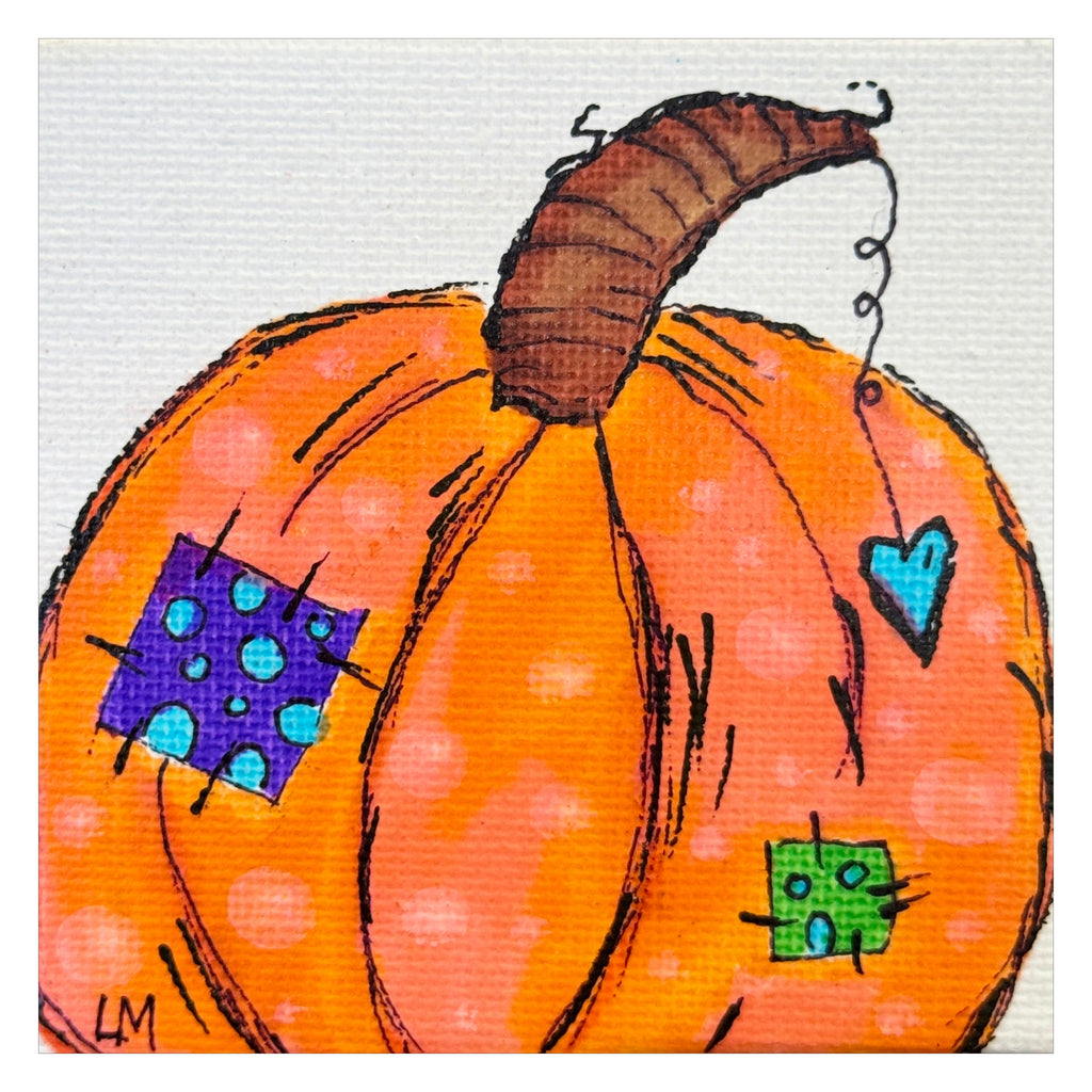 Colorful pumpkin illustration with abstract patterns on a white background