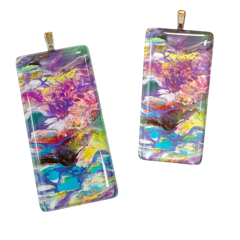 multicolor painted glass pendant