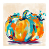 Colorful abstract pumpkin painting on a beige background
