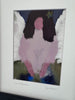 signed angel art print by Lori McKinnon, artist. Includes a white mat in a black frame