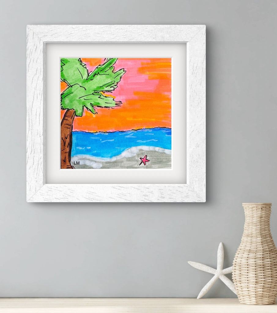  art print of sunset and palm tree