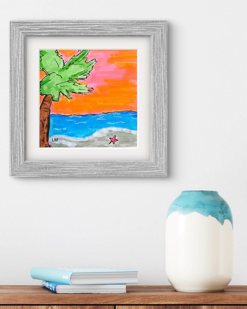 Art print for 4 inch frame of palm tree at sunset