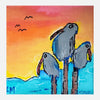 colorful whimsical bird artwork with a white border