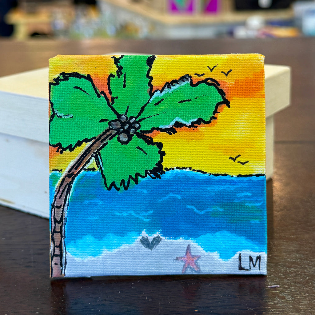magnet with palm tree at sunset