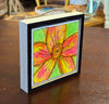 hand painted flower art in wood frame