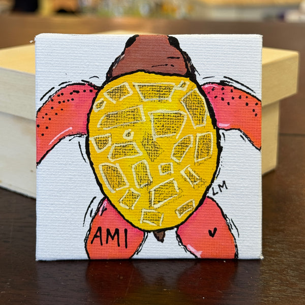 turtle artwork on 3x3 canvas magnet