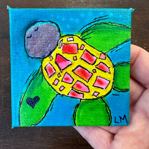turtle artwork on 3" canvas panel