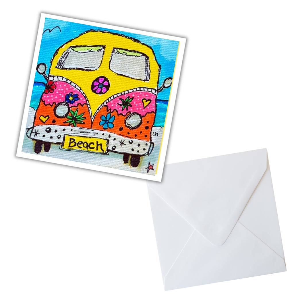 colorful vw van on beach