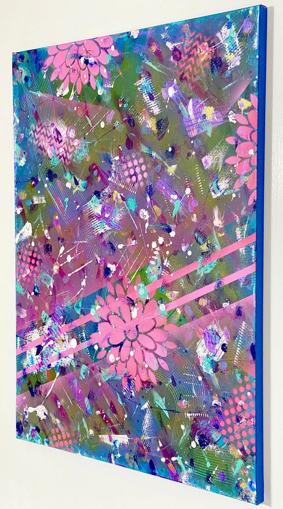 abstract floral painting on white wall