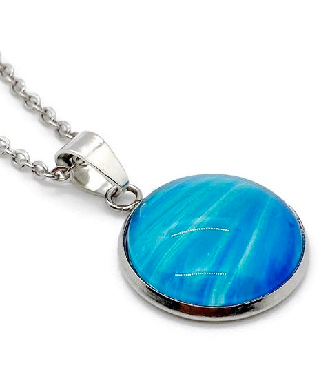23" Artisan Painted Aqua Blue Necklace