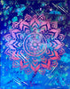 abstract painting in pink, blue and white