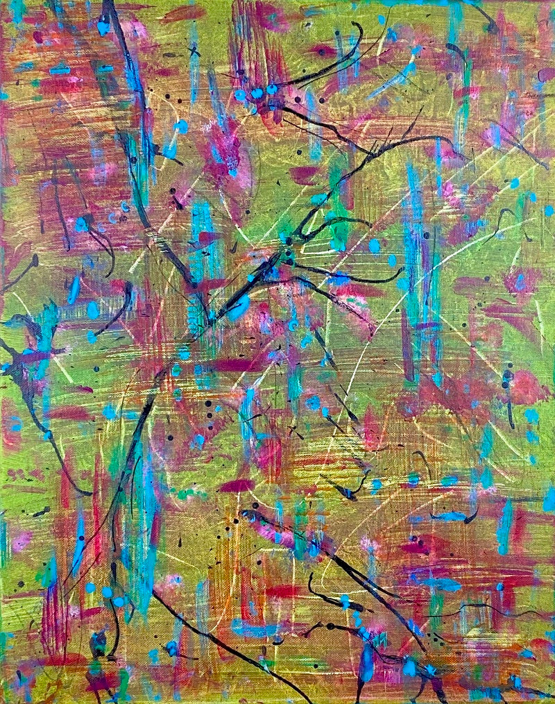 Abstract painting with colorful brushstrokes