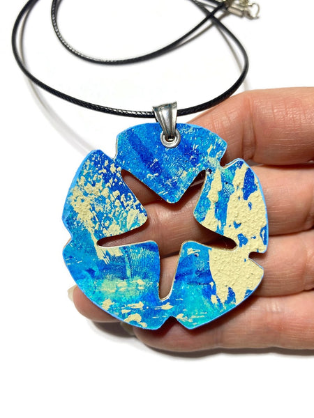 Sand dollar necklace with beach sand inclusion
