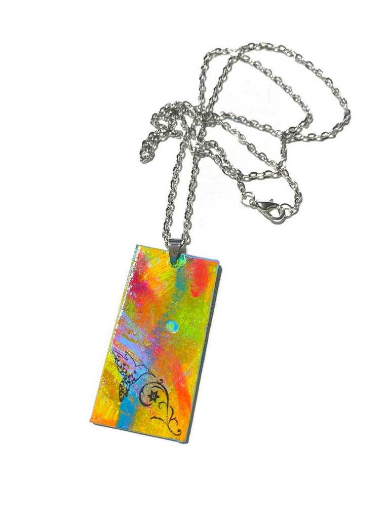 Painted hummingbird necklace
