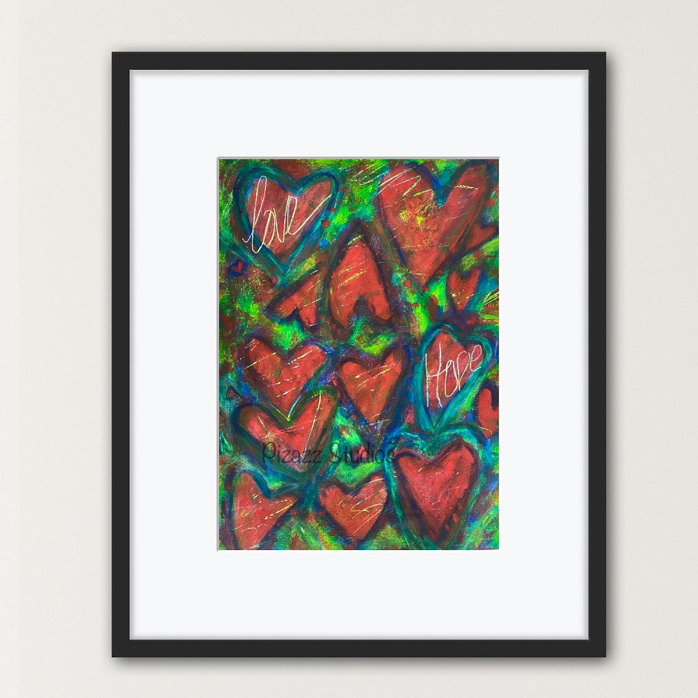 abstract painting of hearts