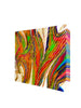 Gold leaf abstract painting with resin topcoat on a white wall
