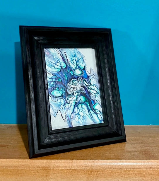 Framed Fluid Art Painting 8x10  5x7 panel