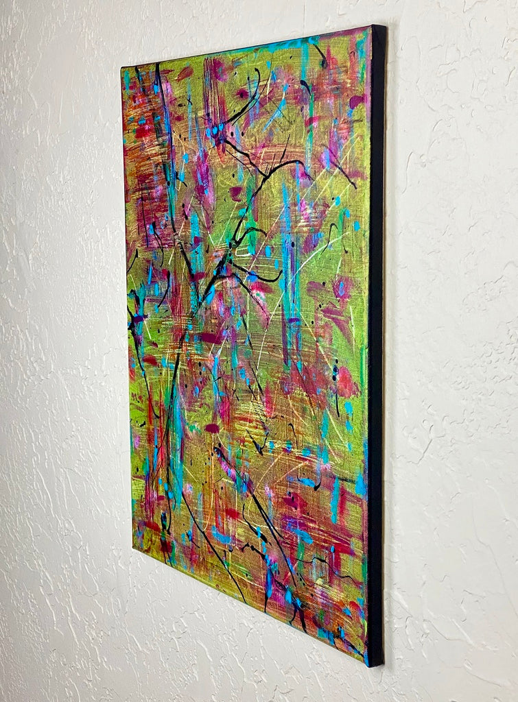 Abstract painting on a white wall