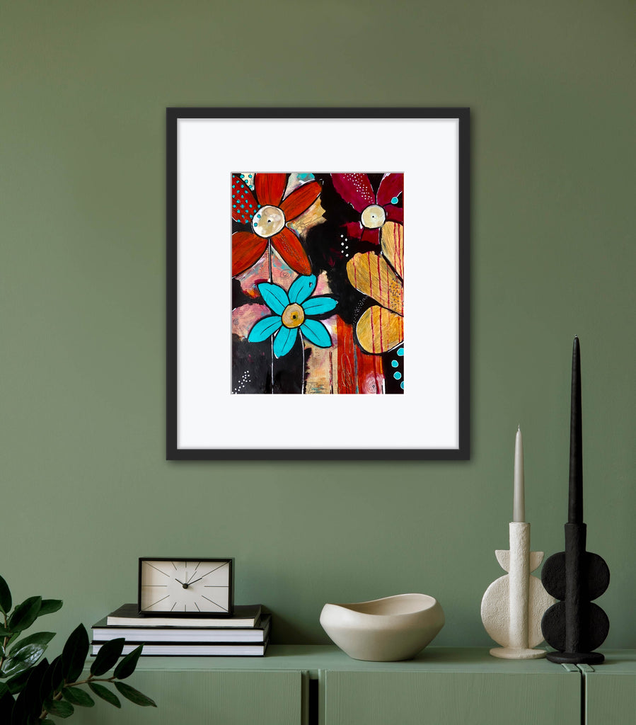 example of framed abstract floral art