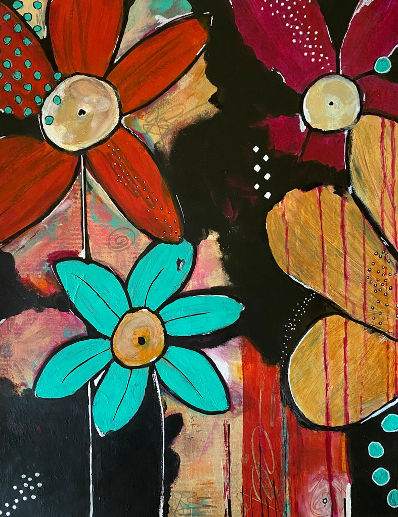 original abstract floral painting
