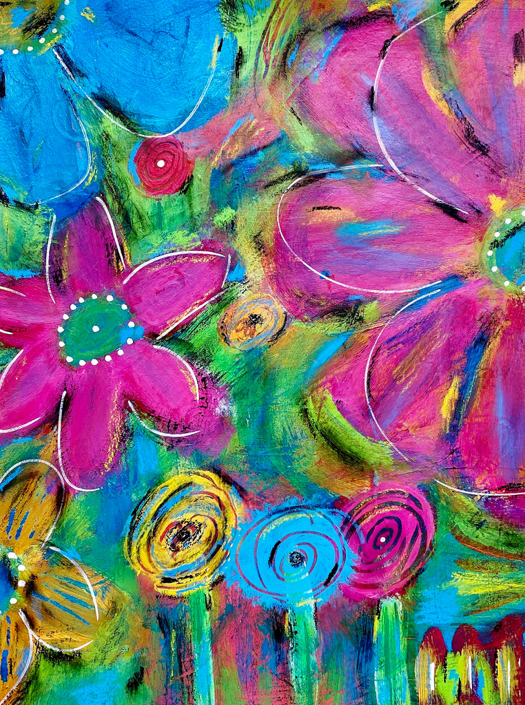 Colorful abstract flower painting