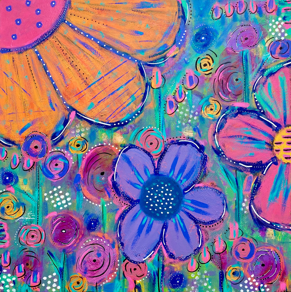 large abstract flower painting for sale