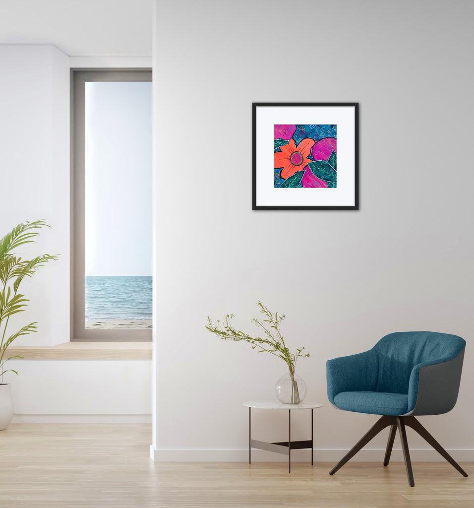 Square contemporary flower painting