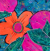 Colorful abstract floral painting 12x12 inches