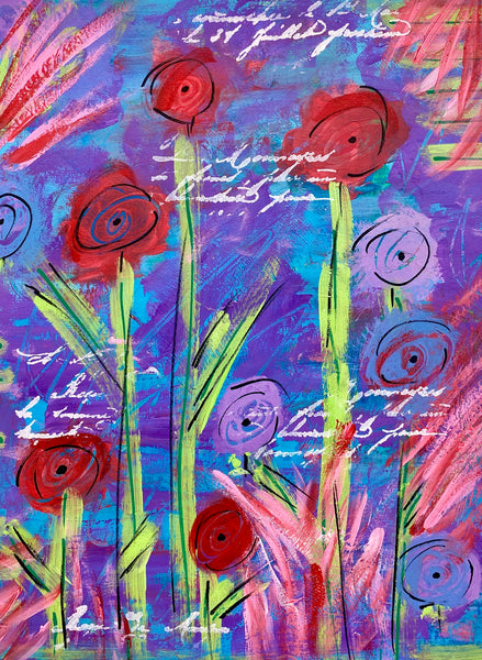 Original abstract floral painting