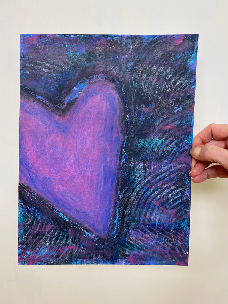 love heart painting on paper